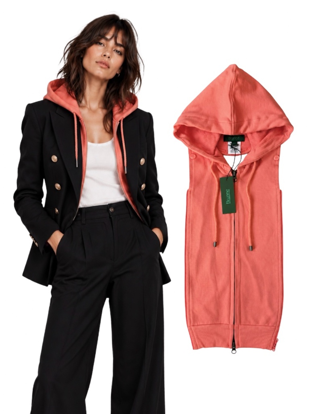 BRUNNE Coral French Terry Hoodie Dickey Compatible Veronica Beard Sz 00-14